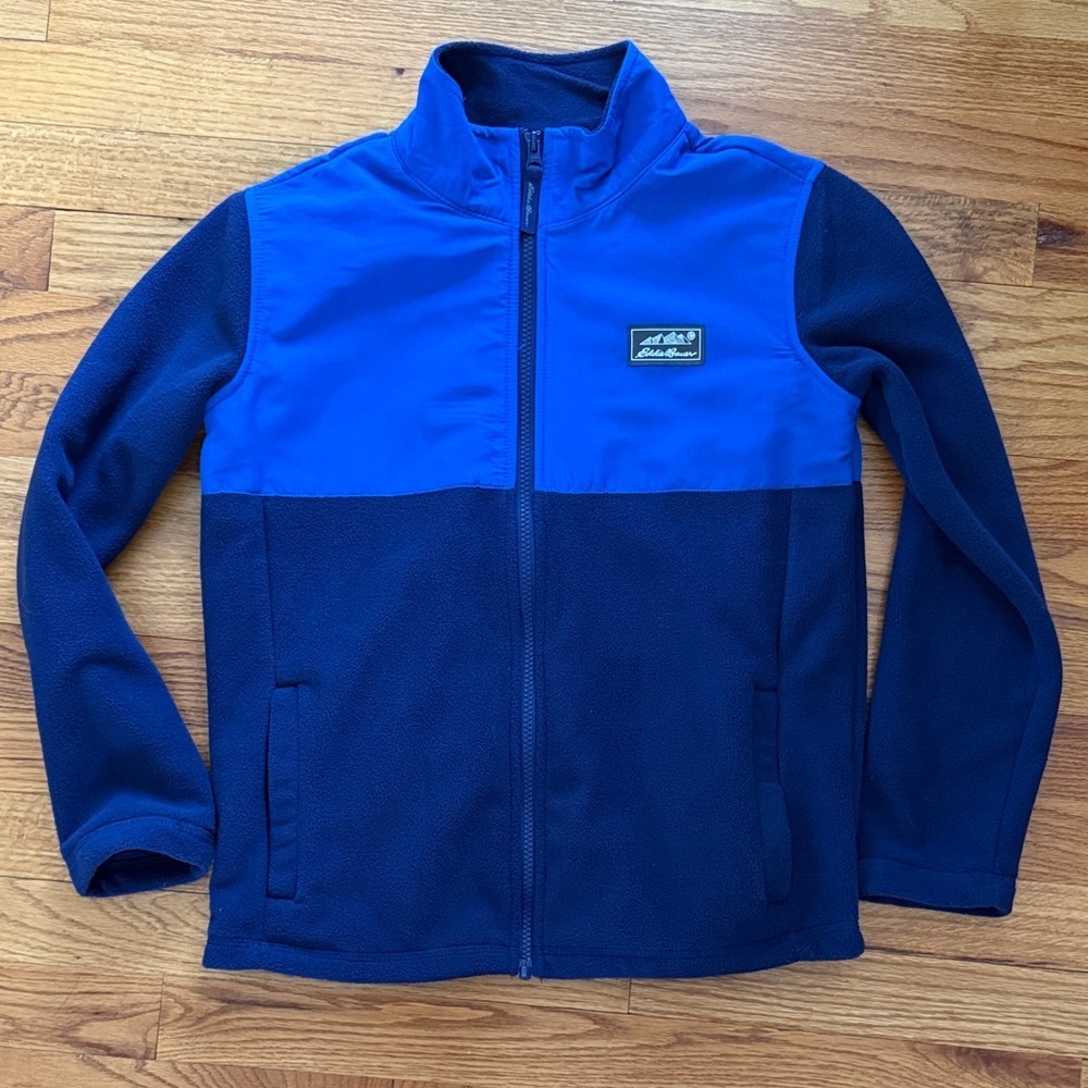 Eddie Bauer Boys Blue Fleece Full Zip Jacket Large 10 12